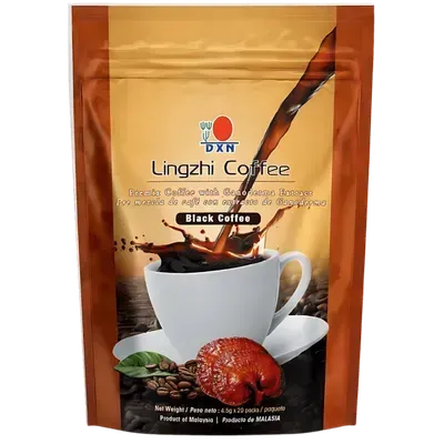 Taza de Café Negrito de DXN (Lingzhi Black Coffee 2 en 1), la opción pura y concentrada para obtener los máximos beneficios del Ganoderma.